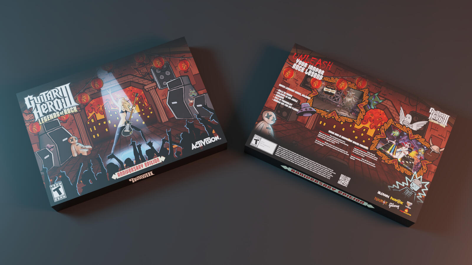 A concept packaging illustration for the 20th Anniversary of Guitar Hero III