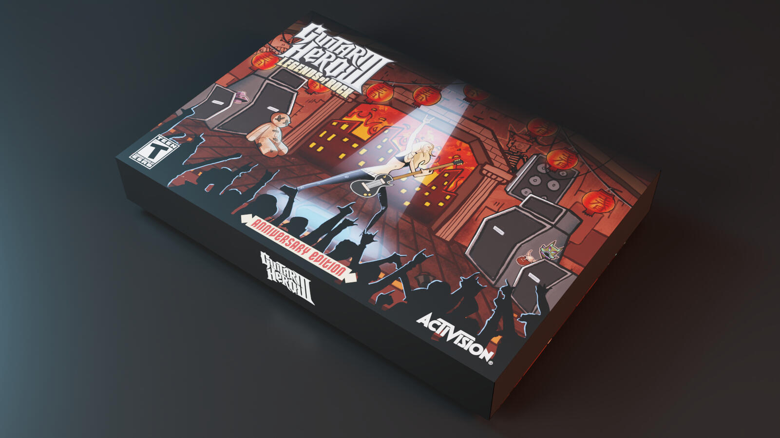 A concept packaging illustration for the 20th Anniversary of Guitar Hero III