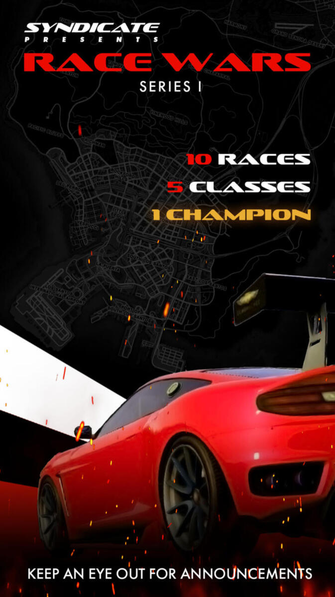 An advertisement for a Grand Theft Auto FiveM event.