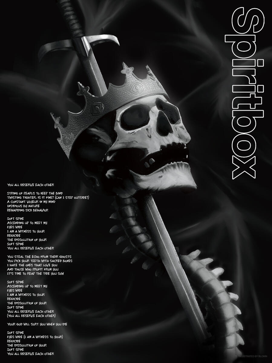 Lyric poster for "Soft Spine" by Spiritbox