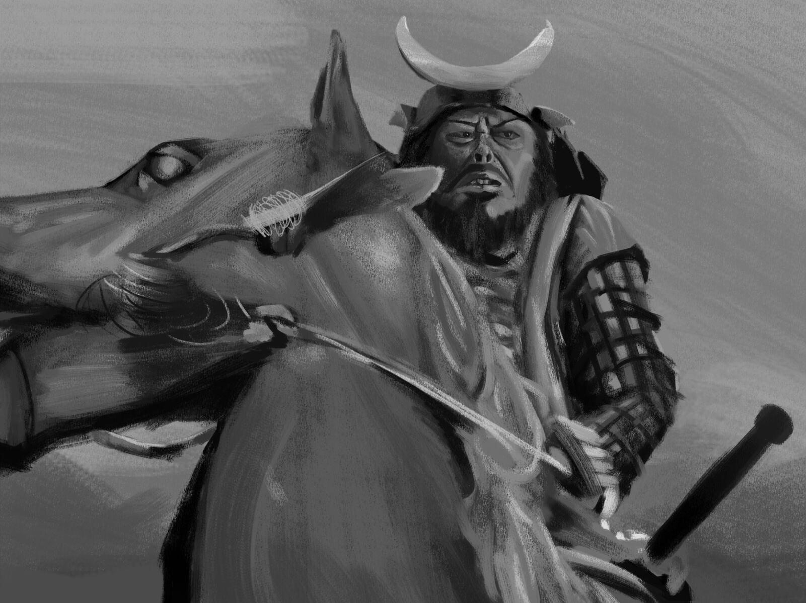 A samurai study from the film "Seven Samurai"